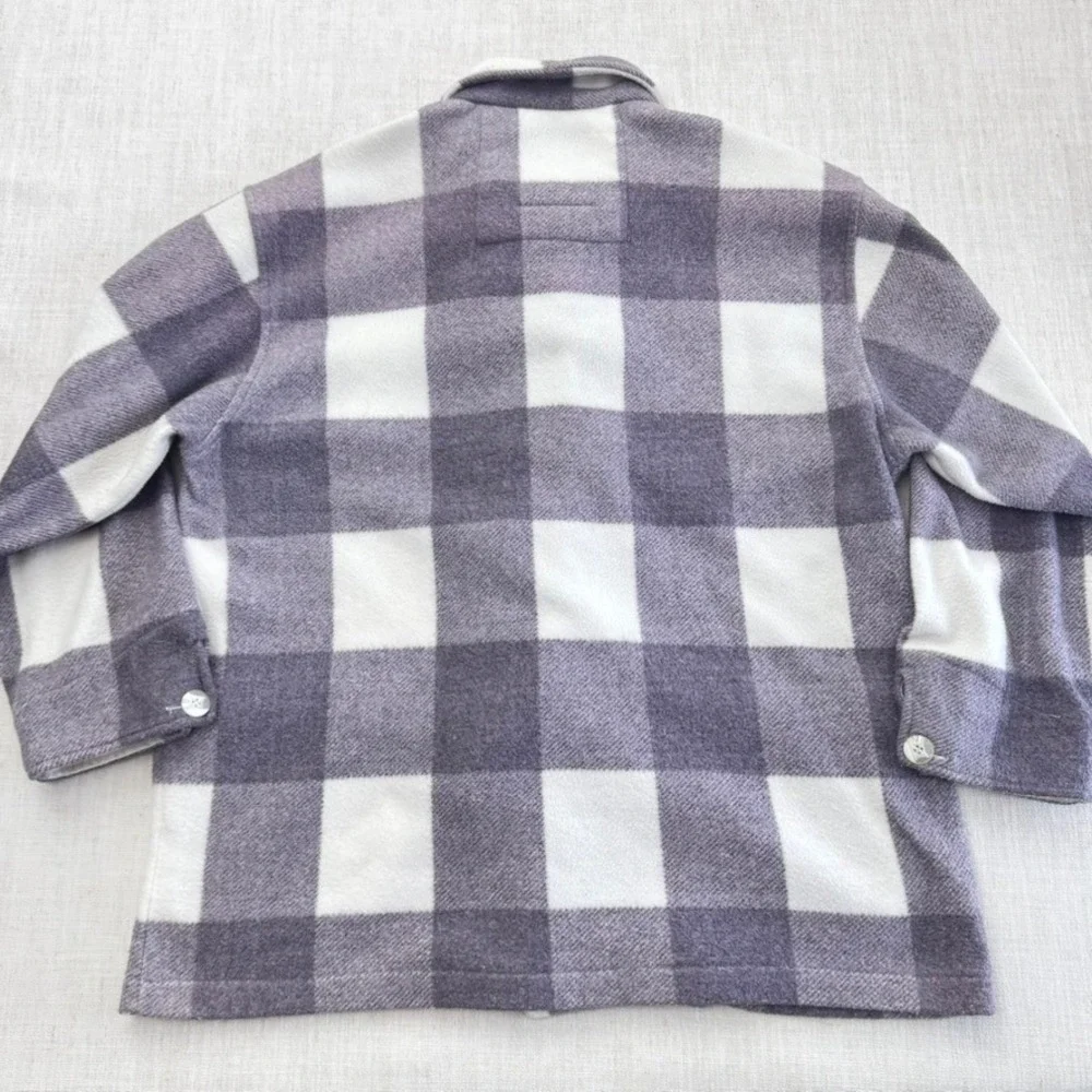 NY‎ 10018 Plaid Fleece Womens M Lavender Purple Buffalo Check Button Jacket